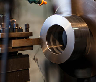 Industrial metal milling spinning in heavy industry factory