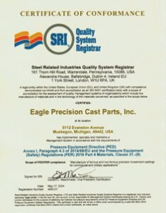 Eagle Precision Cast Parts PED Certificate