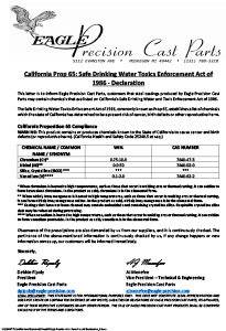 Eagle Precision Prop 65 Declaration
