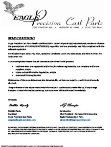 Eagle Precision REACH Compliance Letter