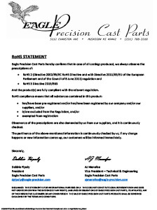 Eagle Precision RoHS compliance letter