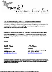 TSCA Section 8(a)(7) PFAS Compliance Statement