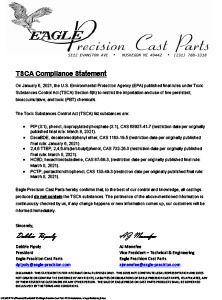 Eagle Precision TSCA compliance statement